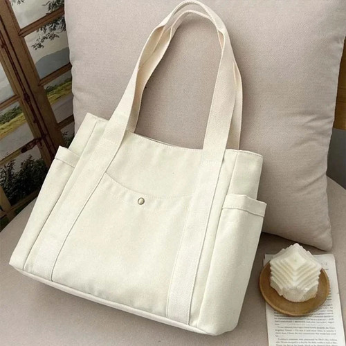Multi pocket canvas tote - canvas, bag