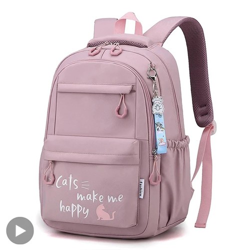 Pink school backpack for girls - school,